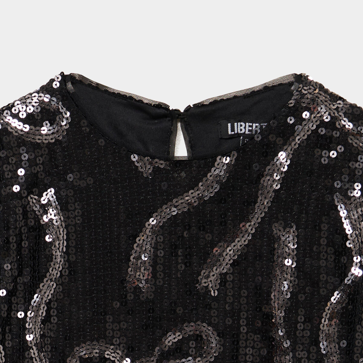 Robe &agrave; sequins manches courtes noir fille