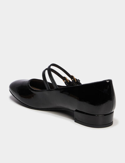Ballerines bout carr&eacute; brides ajustables noir femme