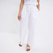 Pantalon avec broderie anglaise blanc femme