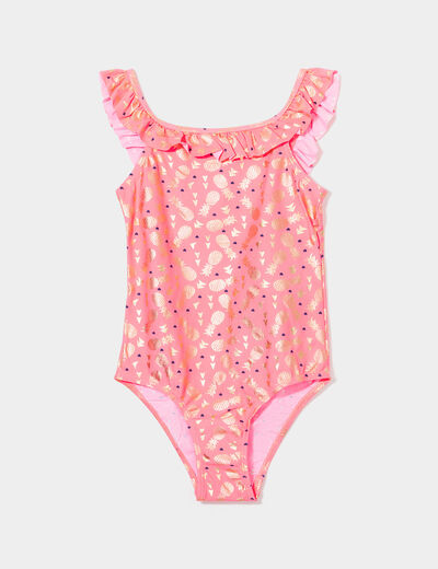 Maillot de bain une pièce orange corail fille
