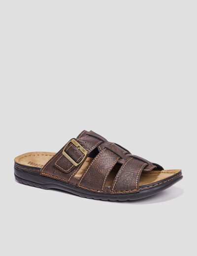 Mules avec brides boucles marron homme
