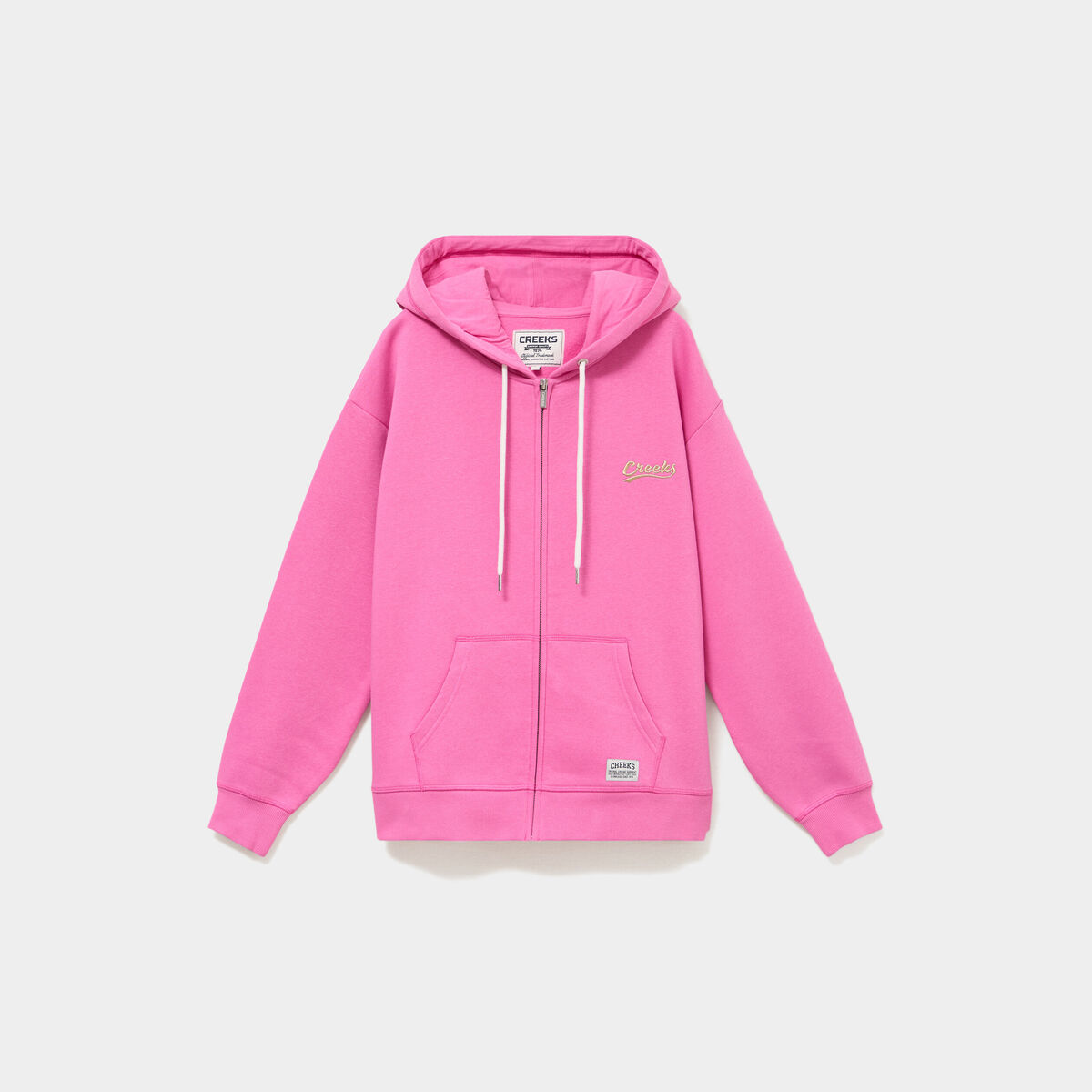 Sweat zipp&eacute; &agrave; capuche rose fushia femme