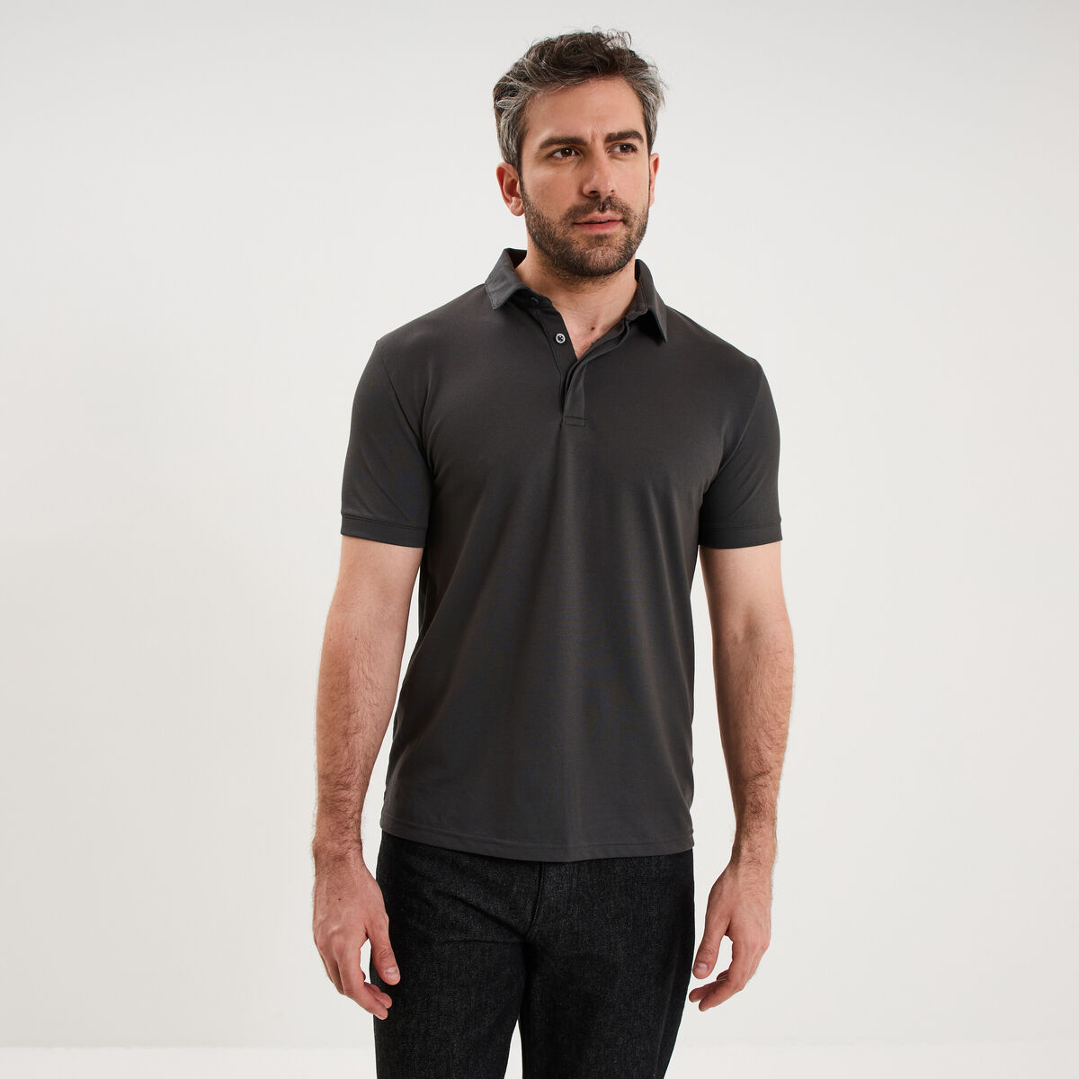 Polo manches courtes gris homme