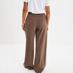 Pantalon large &agrave; pinces beige femme