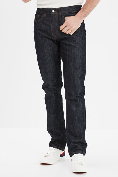 Jeans straight coupe droite denim brut homme