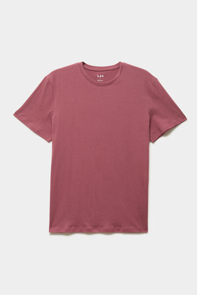 T-shirt droit en coton manches courtes vieux rose homme