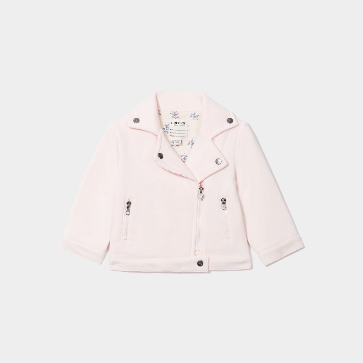Veste esprit biker droite rose clair bébé fille