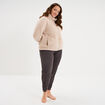 Veste de pyjama effet polaire zipp&eacute;e gris clair femme grande taille