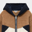 Gilet oversize zipp&eacute; polaire &agrave; capuche taupe gar&ccedil;on