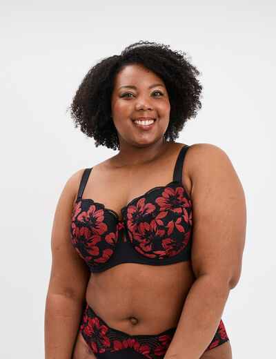 Soutien-gorge emboîtant dentelle rouge femme grande taille