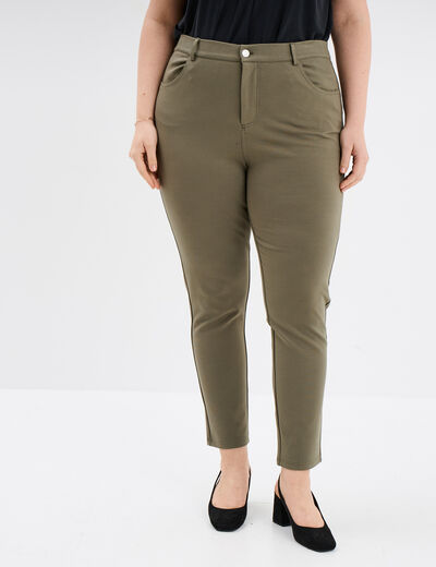 Pantalon skinny taille standard vert kaki femme grande taille