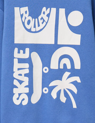 Sweat oversize col rond manches longues bleu fonc&eacute; gar&ccedil;on