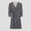 Robe droite à col cache-coeur bleu marine femme
