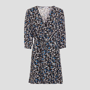 robe droite a col cache coeur bleu marine femme Robe droite à col cache-coeur bleu marine femme