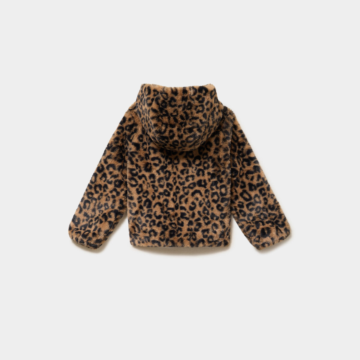 Veste fausse fourrure &agrave; capuche marron fille