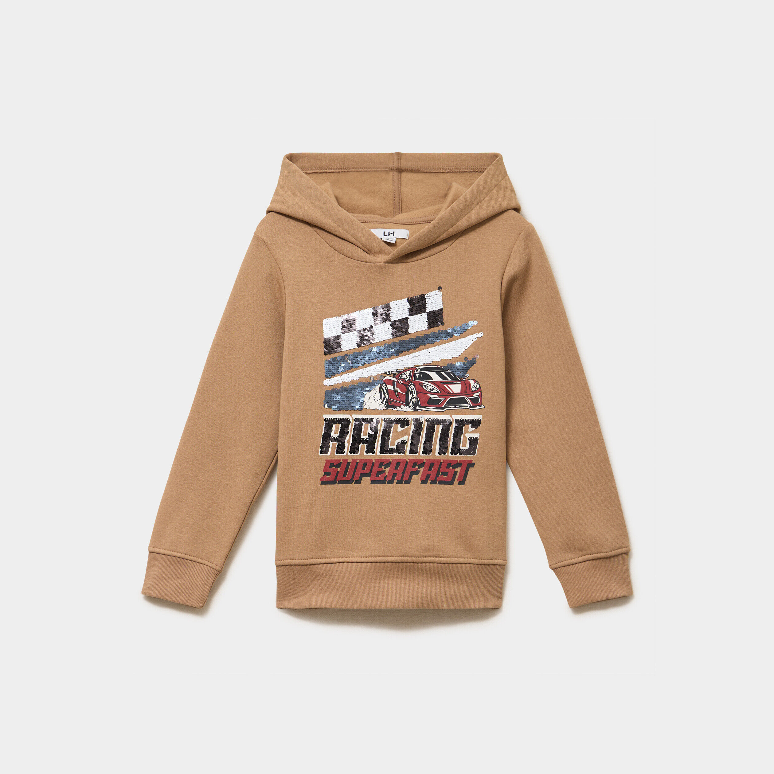 Sweat hoodie à capuche taupe garçon LH
