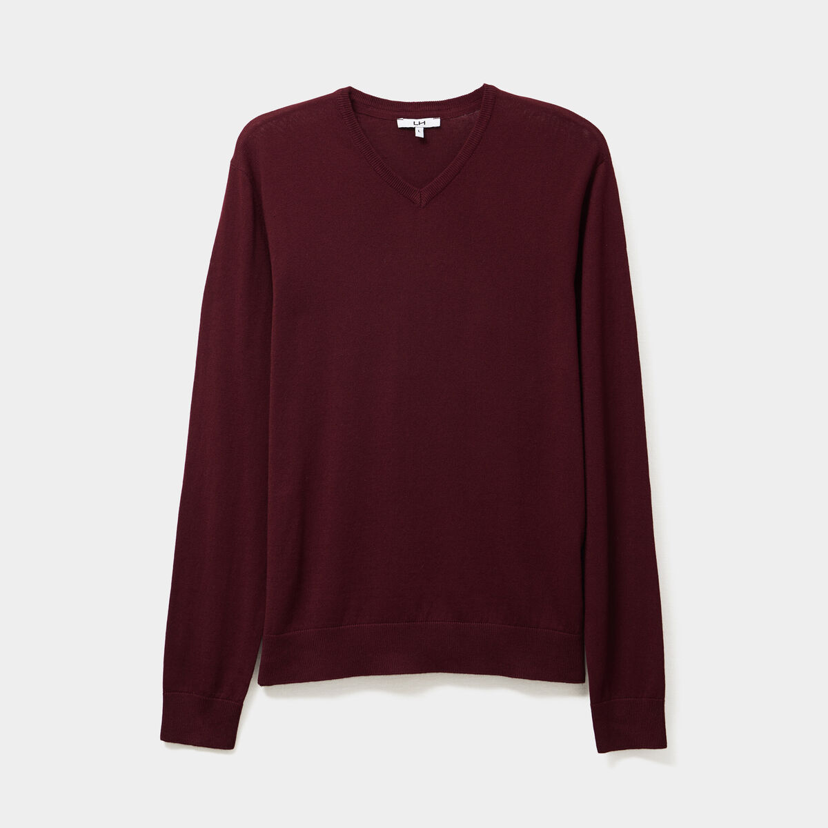 Pull jersey avec col en V violet foncé homme