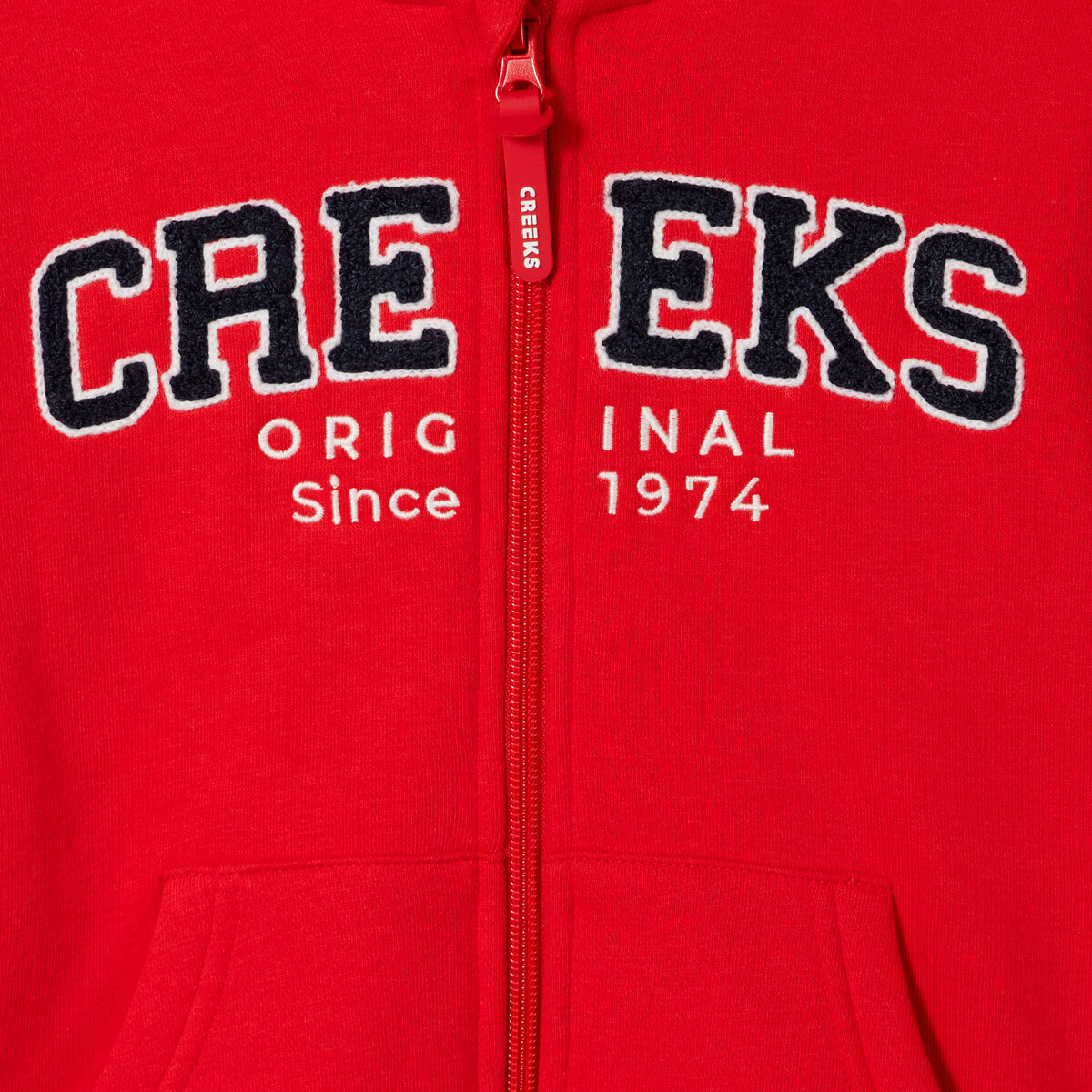 Sweat zippé à capuche Creeks rouge garçon