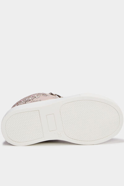 Baskets montantes zipp&eacute;es &agrave; paillettes rose fille