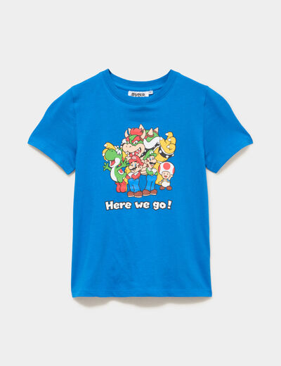 T-shirt manches courtes Super Mario bleu gar&ccedil;on