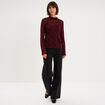 Blouse dentelle col montant violet fonc&eacute; femme