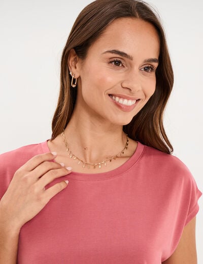 T-shirt manches courtes coupe droite vieux rose femme