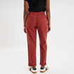 Pantalon droit taille élastiquée rouge foncé femme