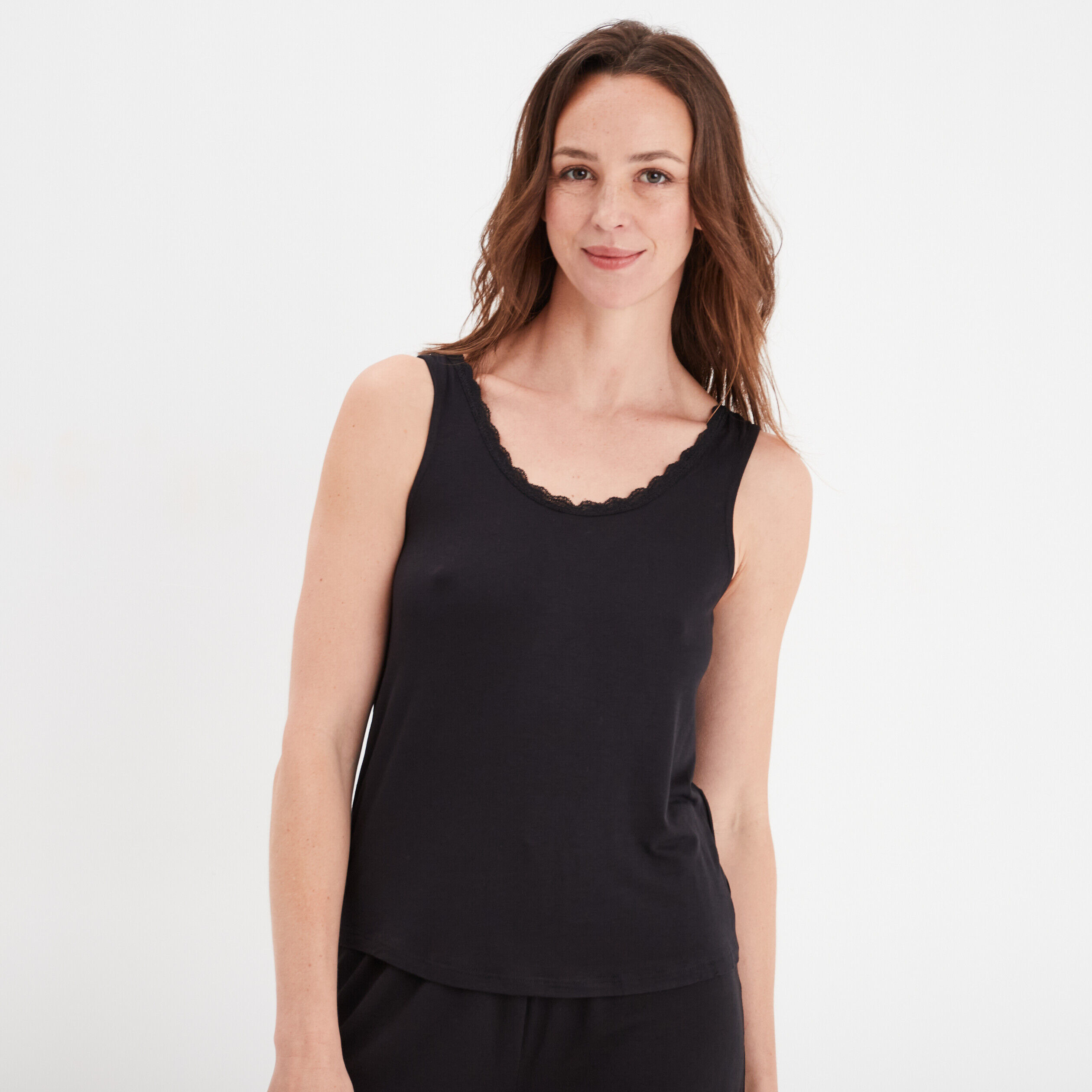 Haut de pyjama débardeur noir femme LH
