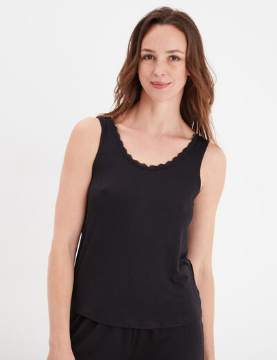 Haut de pyjama débardeur noir femme