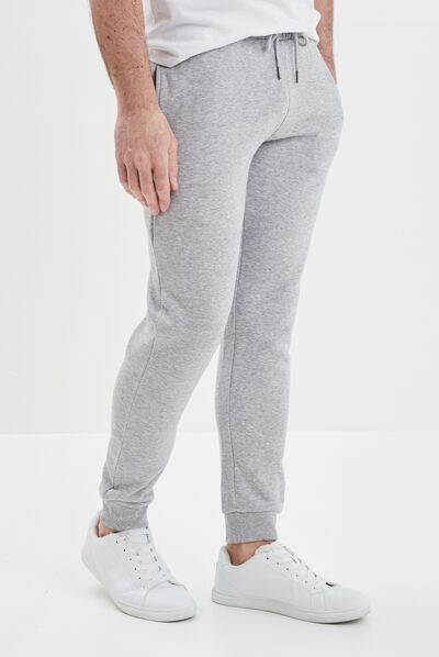 Jogging droit molleton gris homme