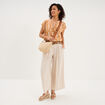 Blouse cr&eacute;pon manches courtes jaune ocre femme