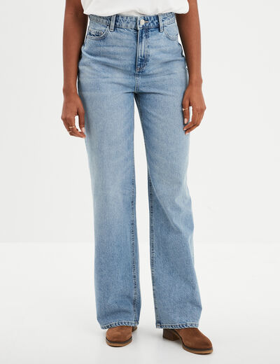 Jeans wide leg taille haute Creeks denim double stone femme