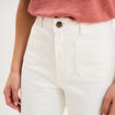 Jean large cropped poches plaqu&eacute;es coton ivoire femme