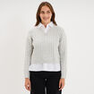 Pull torsades effet 2-en-1 chemise gris clair femme