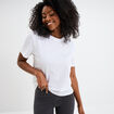 T-shirt col rond manches courtes coton blanc femme