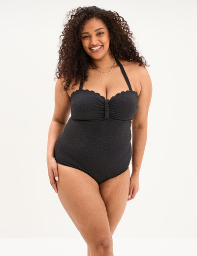 Maillot de bain une pi&egrave;ce balconnet noir femme grande taille
