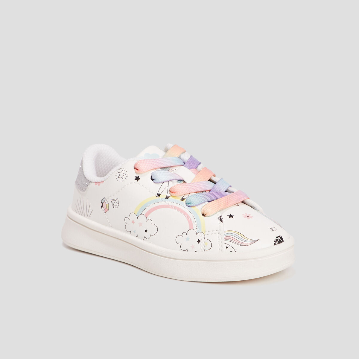 Baskets tennis à lacets blanc fille