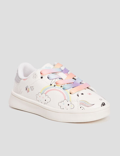 Baskets tennis à lacets blanc fille