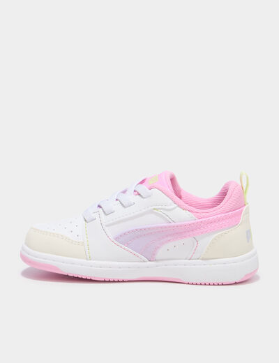 Tennis basses &agrave; lacets Puma Rebound Come rose clair fille