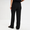 Pantalon effet gaufré taille élastiquée noir femme