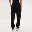 Pantalon jogging droit molleton noir femme