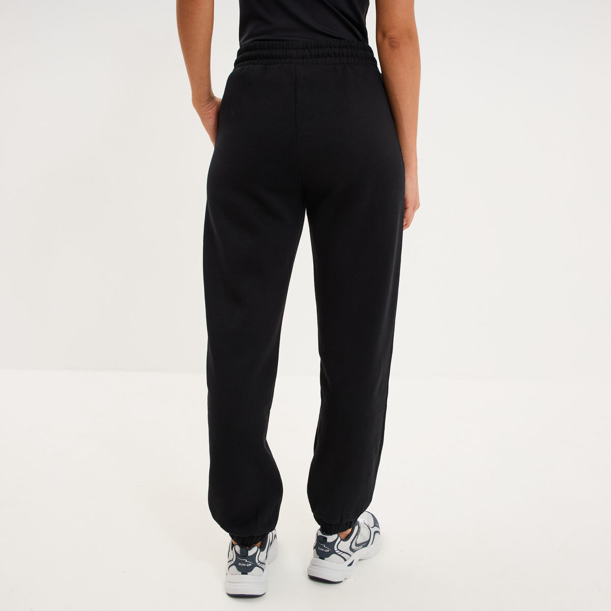 Pantalon jogging droit molleton noir femme