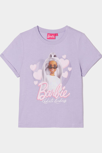 T-shirt manches courtes coton Barbie parme fille