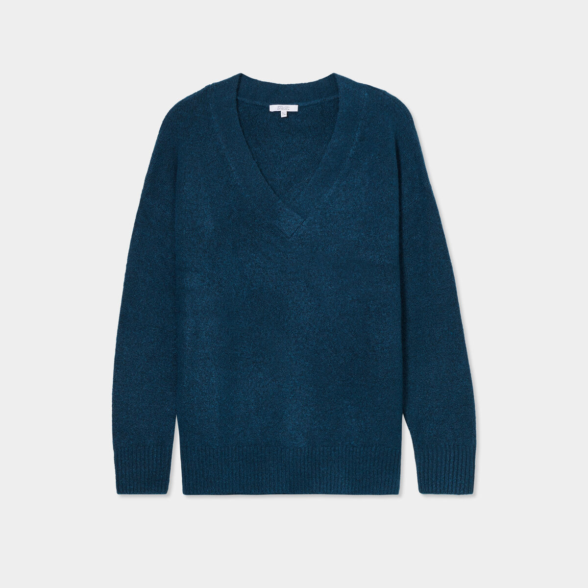 Pull col en V manches longues bleu canard femme grande taille