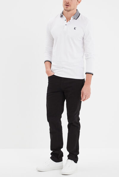Pantalon droit en coton noir homme