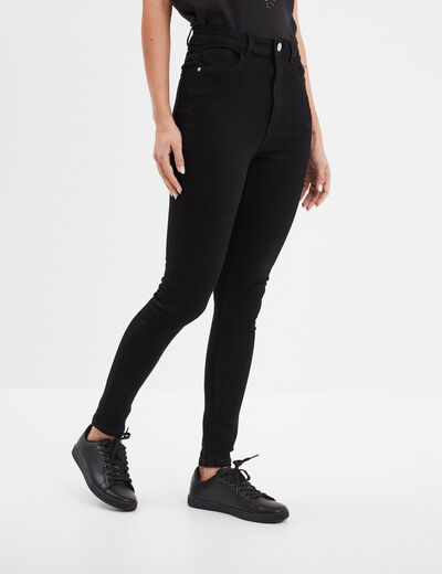 Jeans skinny taille haute denim noir femme