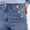 Jean flare cropped taille haute &agrave; pont denim triple stone femme