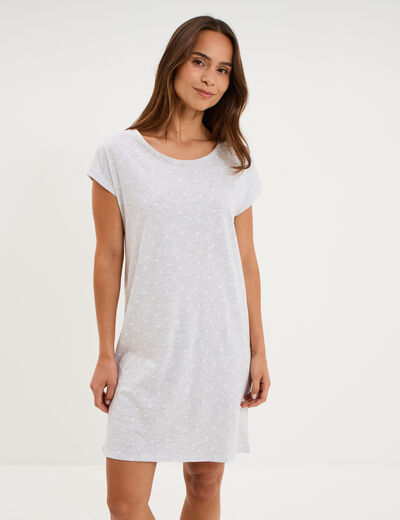 Chemise de nuit manches courtes gris clair femme
