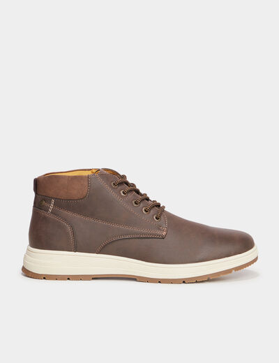 Baskets montantes &agrave; lacets marron homme