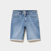 Bermuda droit &agrave; coulisse en jean denim double stone homme
